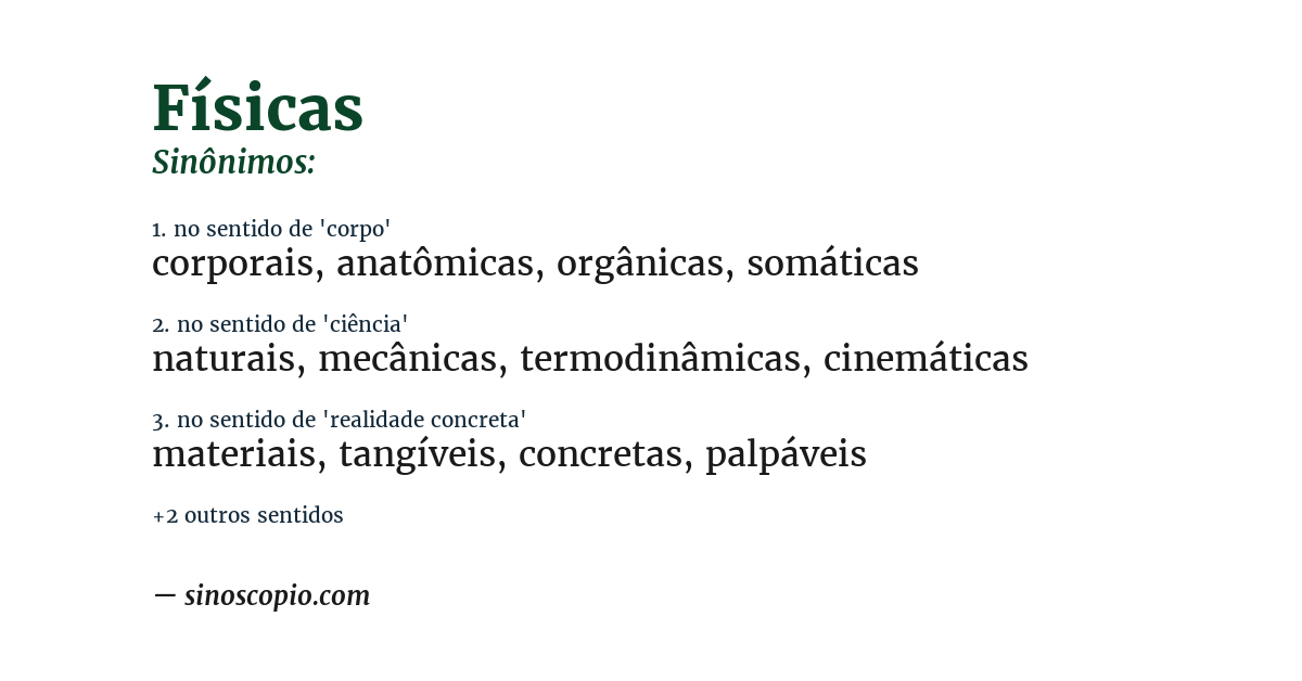 Sinônimo de físicas