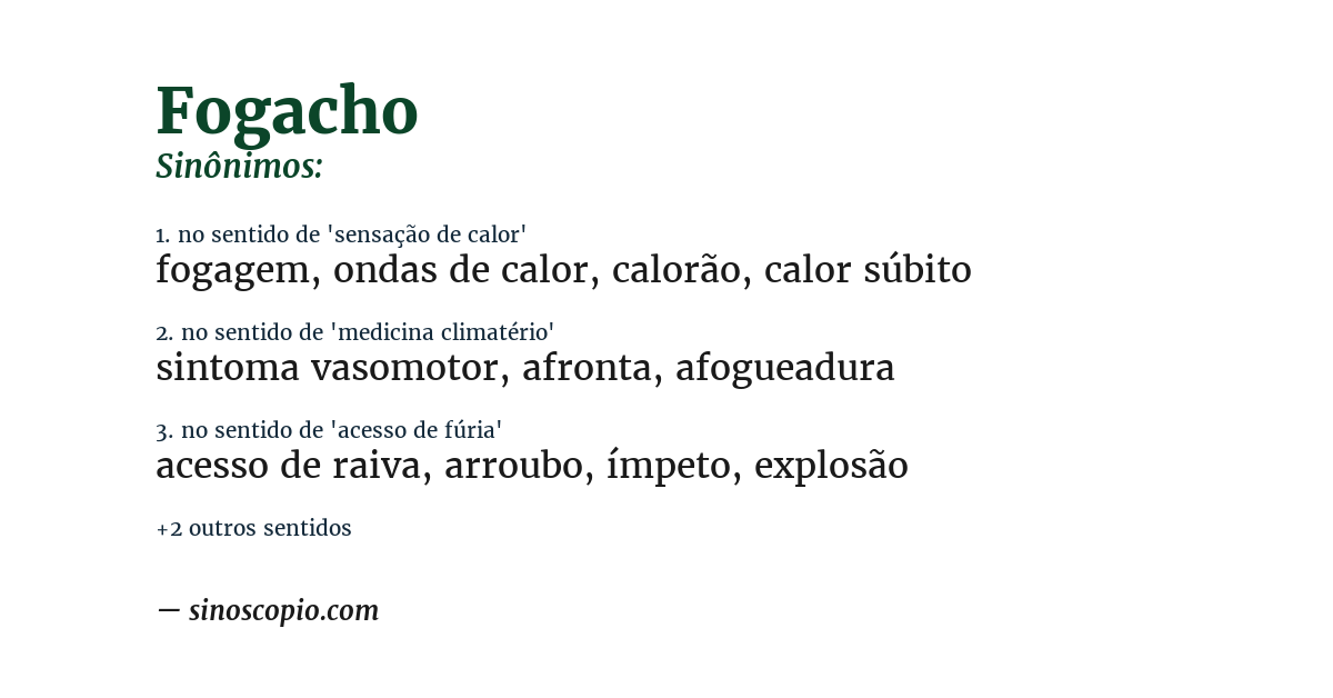 Sinônimo de fogacho
