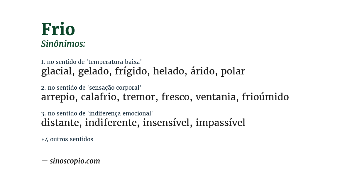 Sinônimo de frio