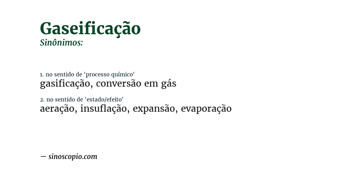 Sinônimo de gaseificação