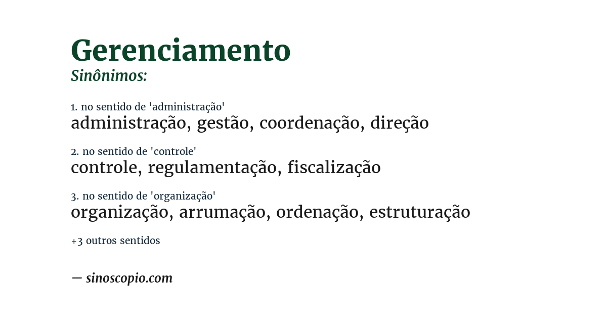 Sinônimo de gerenciamento