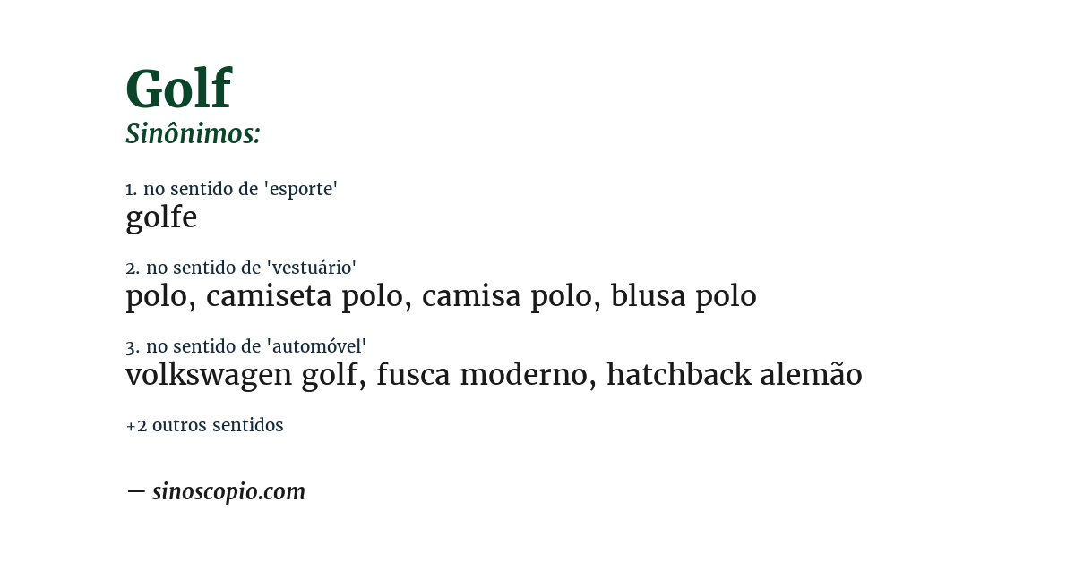 Sinônimo de golf