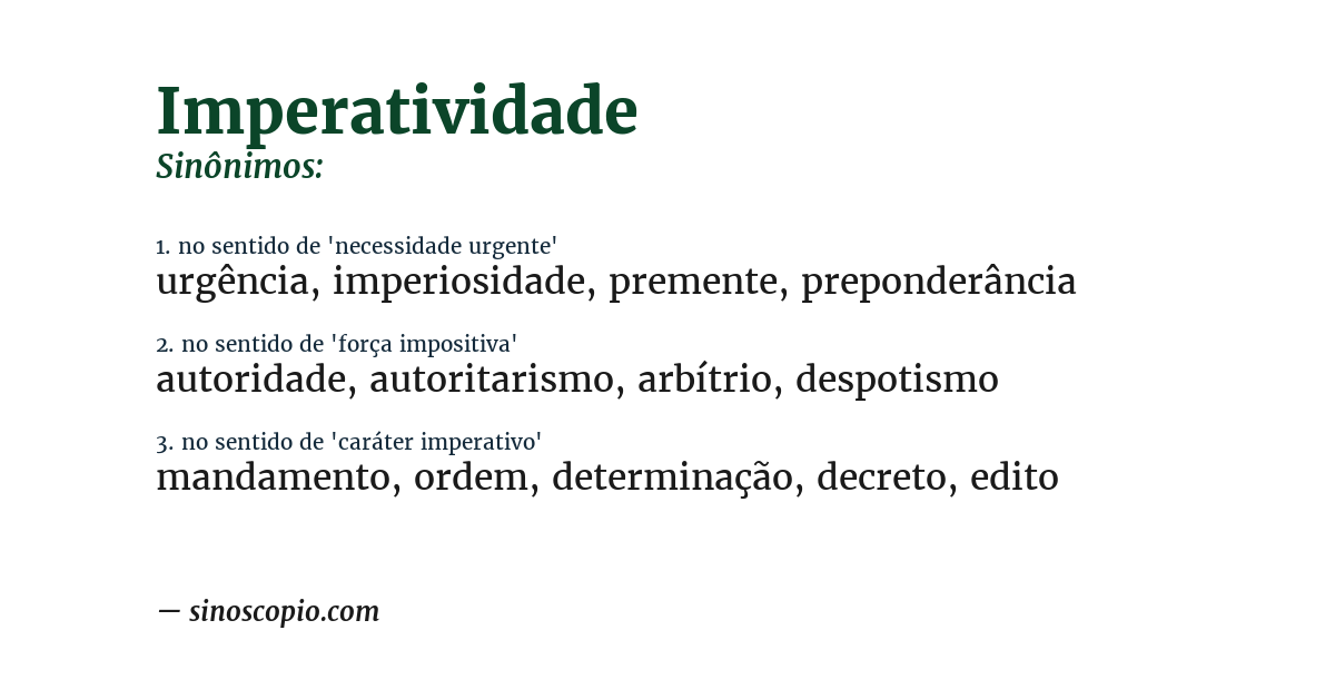 Sinônimo de imperatividade