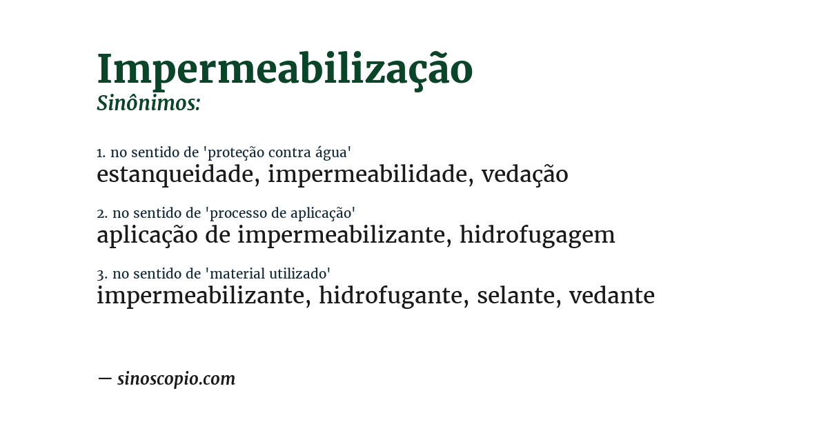 Sinônimo de impermeabilização