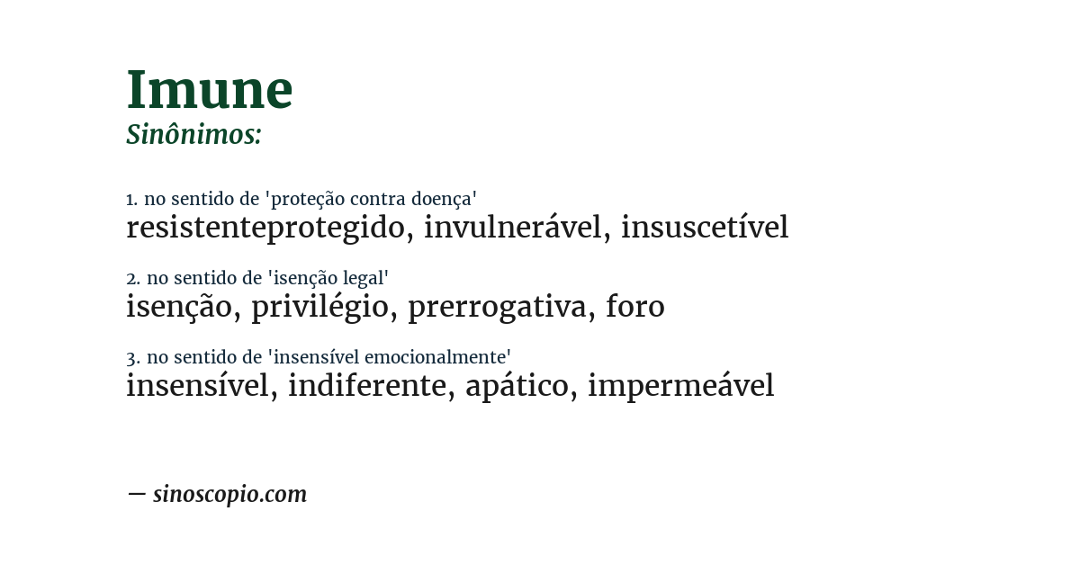 Sinônimo de imune