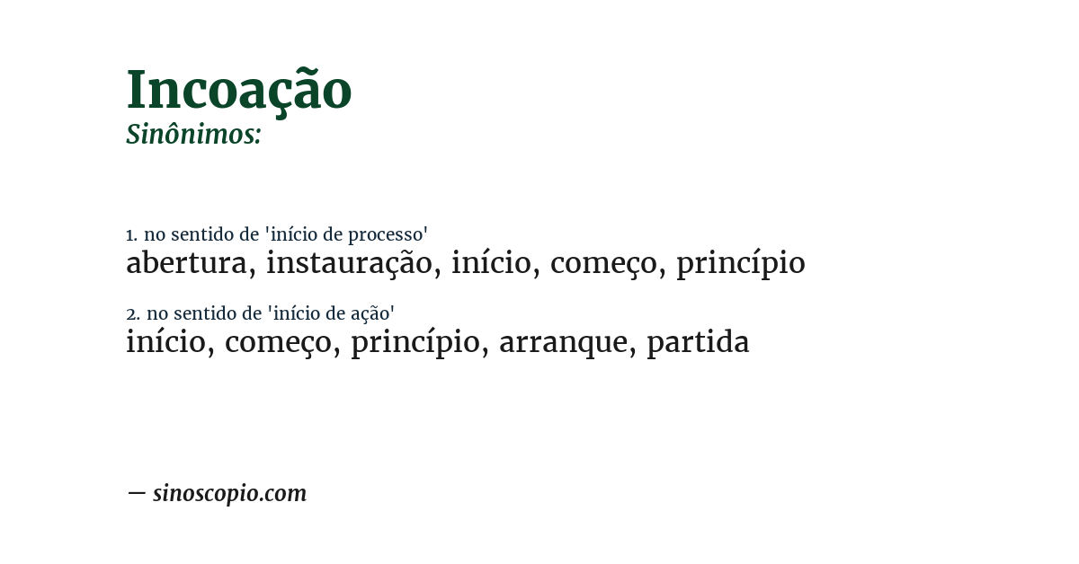 Sinônimo de incoação