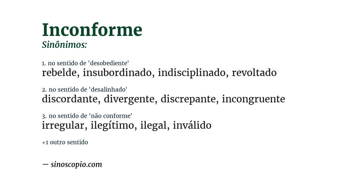 Sinônimo de inconforme