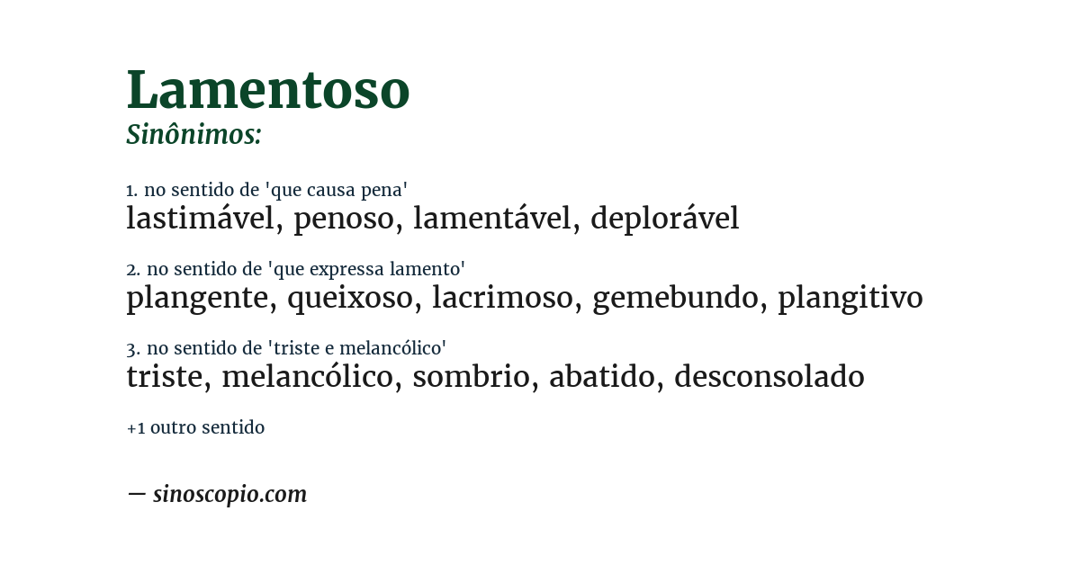 Sinônimo de lamentoso
