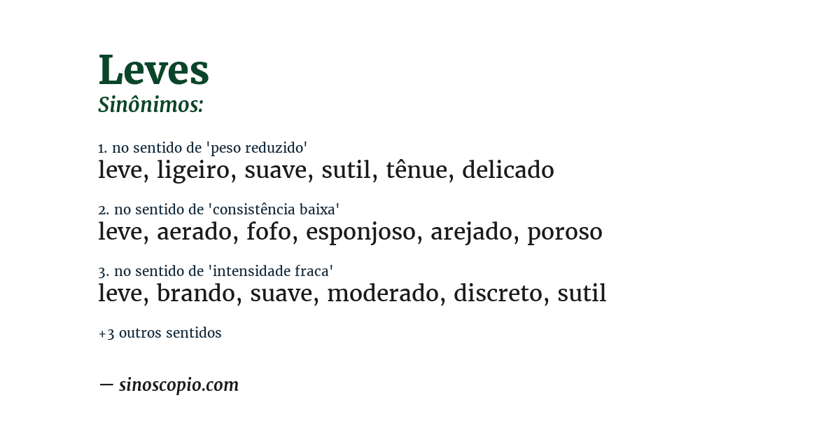 Sinônimo de leves