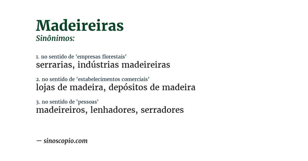Sinônimo de madeireiras