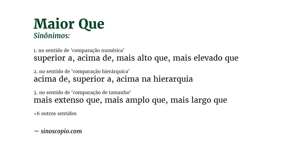 Sinônimo de maior que