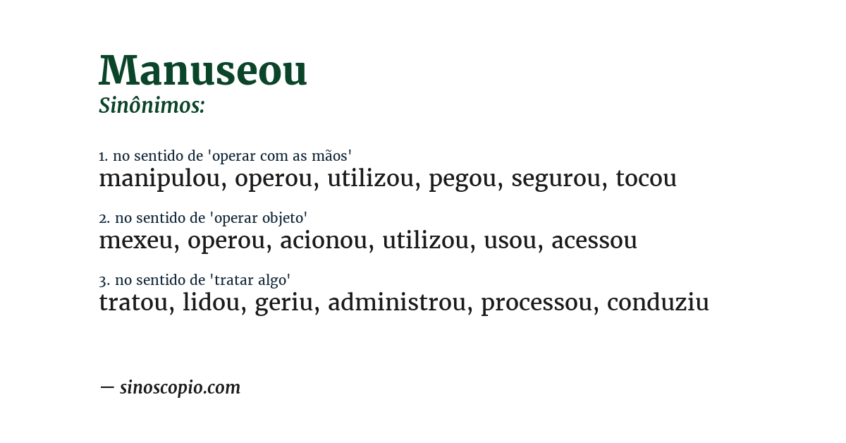 Sinônimo de manuseou