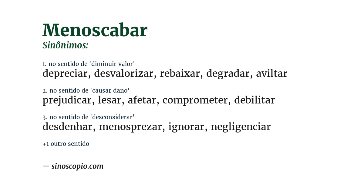 Sinônimo de menoscabar