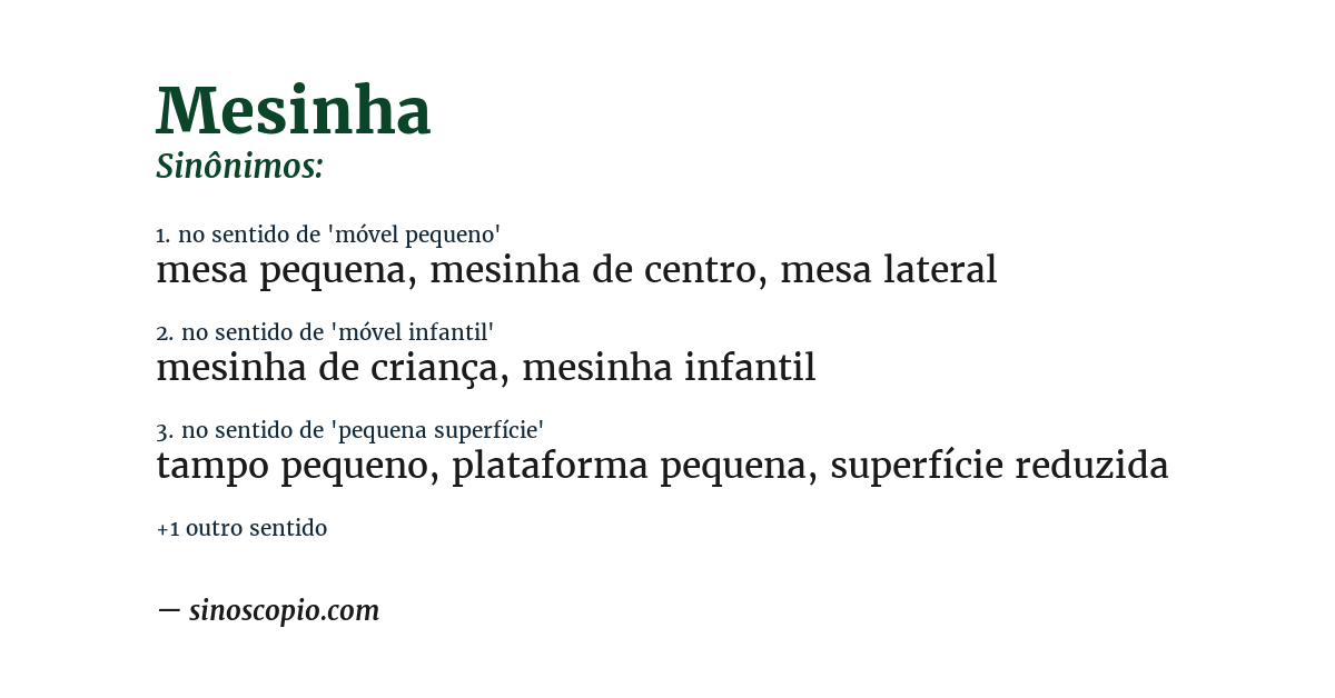 Sinônimo de mesinha