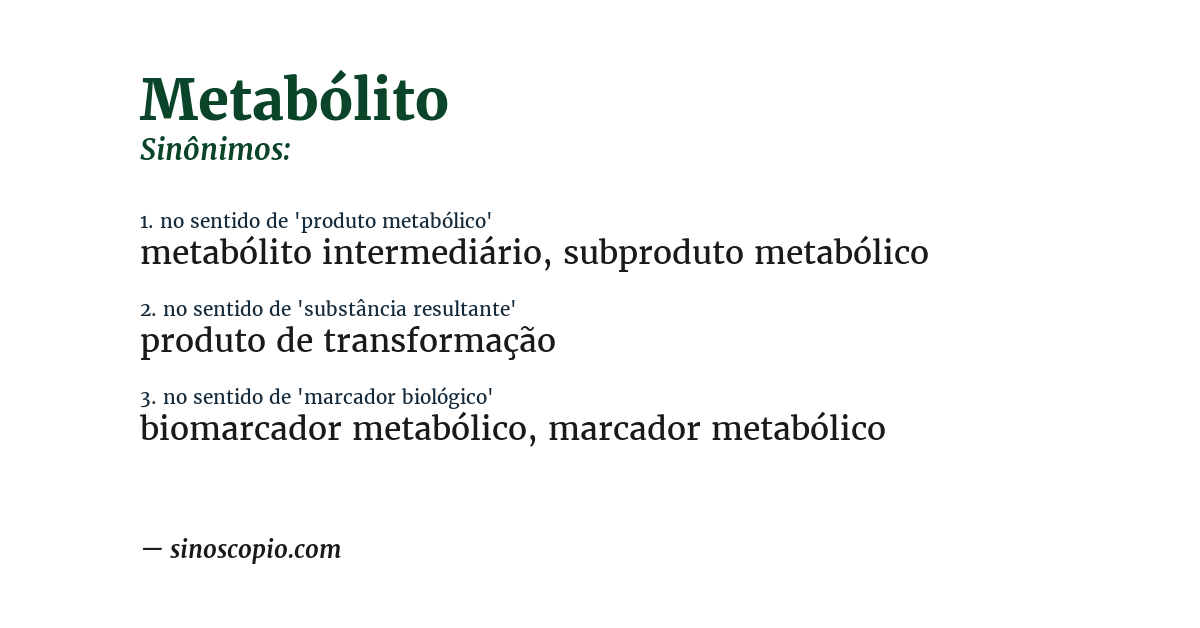 Sinônimo de metabólito