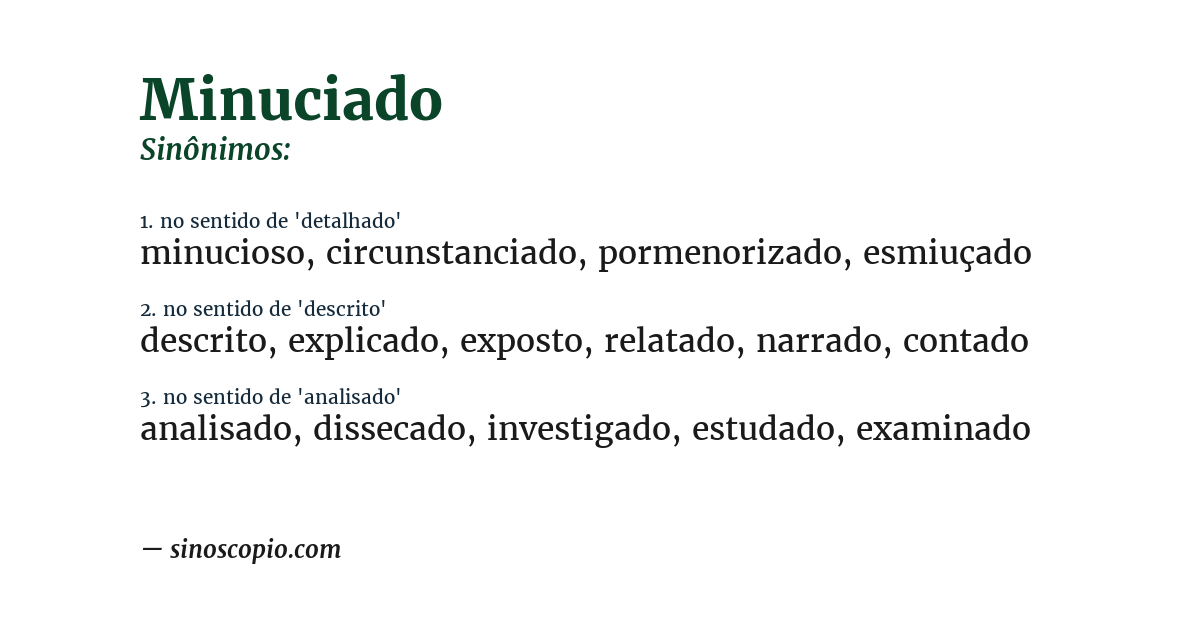 Sinônimo de minuciado