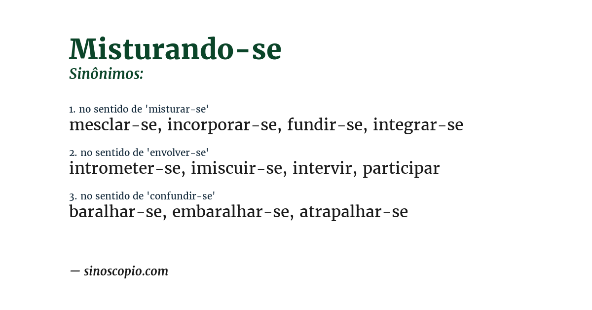 Sinônimo de misturando-se