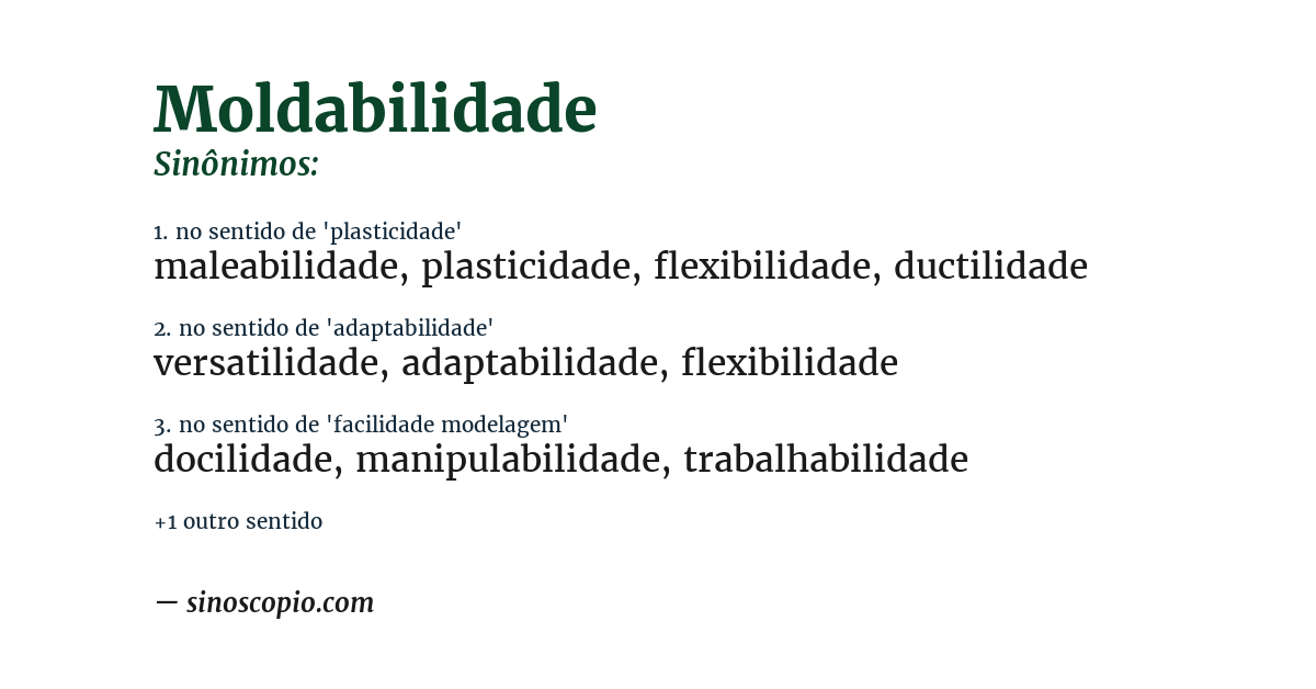 Sinônimo de moldabilidade