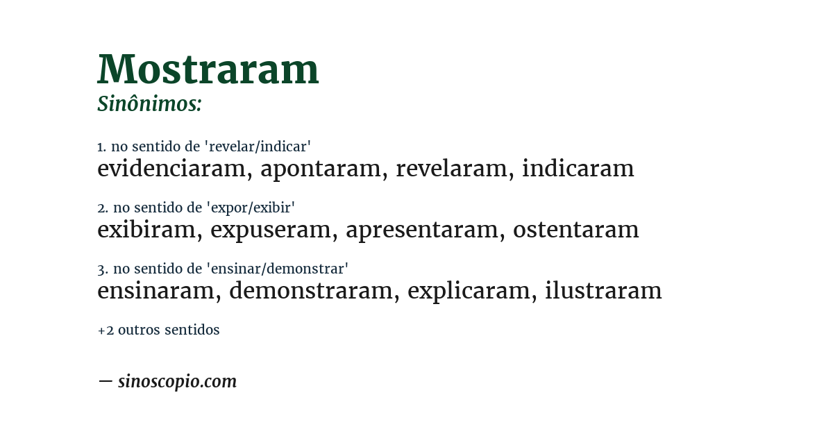Sinônimo de mostraram