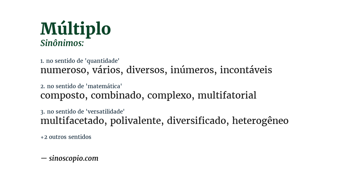 Sinônimo de múltiplo