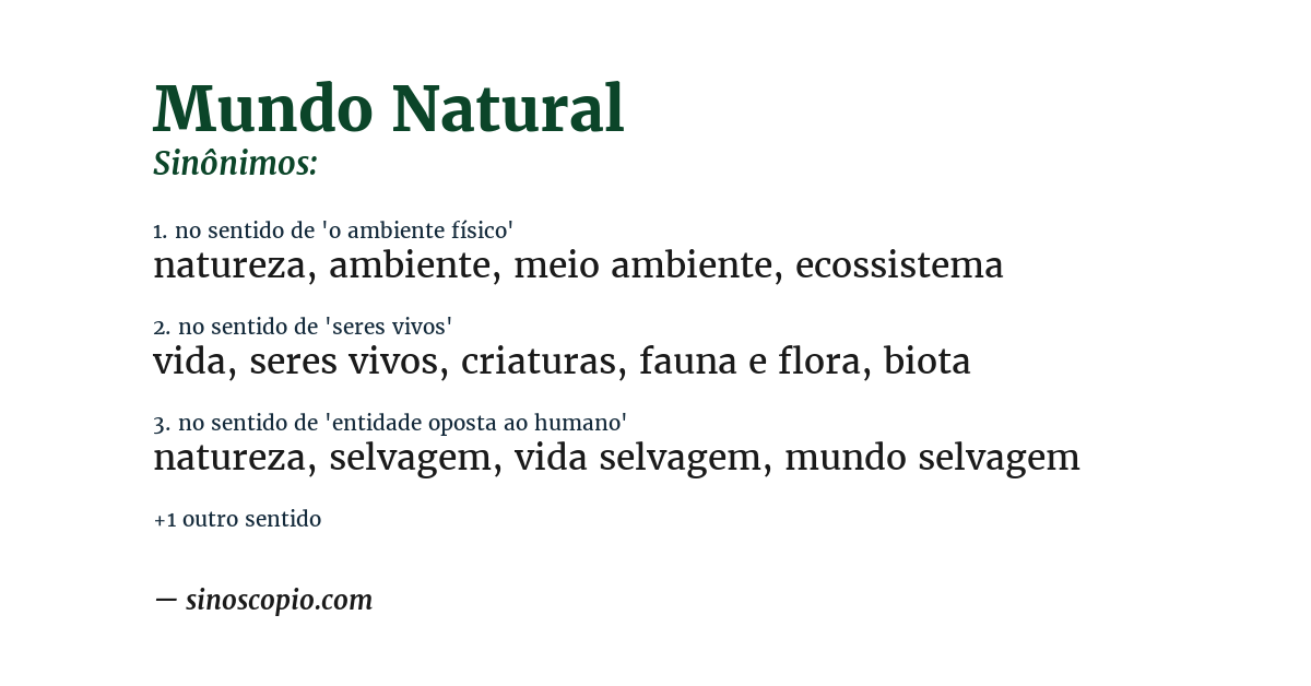 Sinônimo de mundo natural