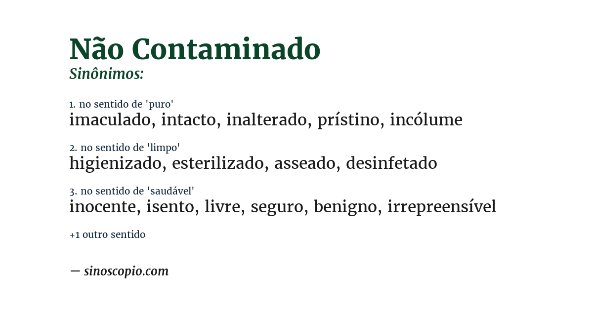 Sinônimo de não contaminado