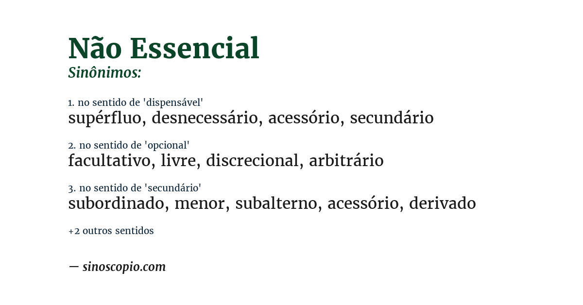 Sinônimo de não essencial