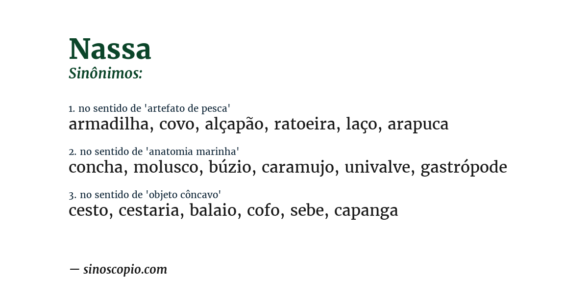 Sinônimo de nassa