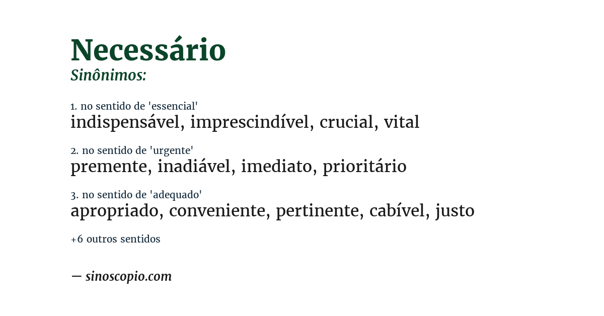 Sinônimo de necessário