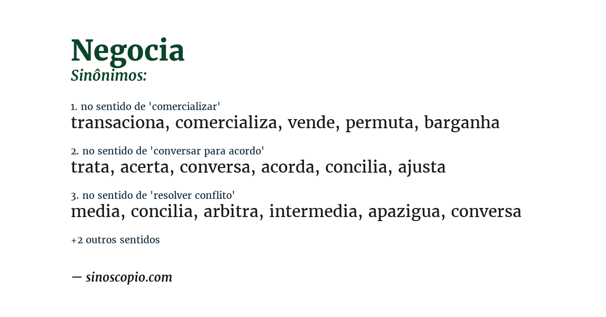 Sinônimo de negocia