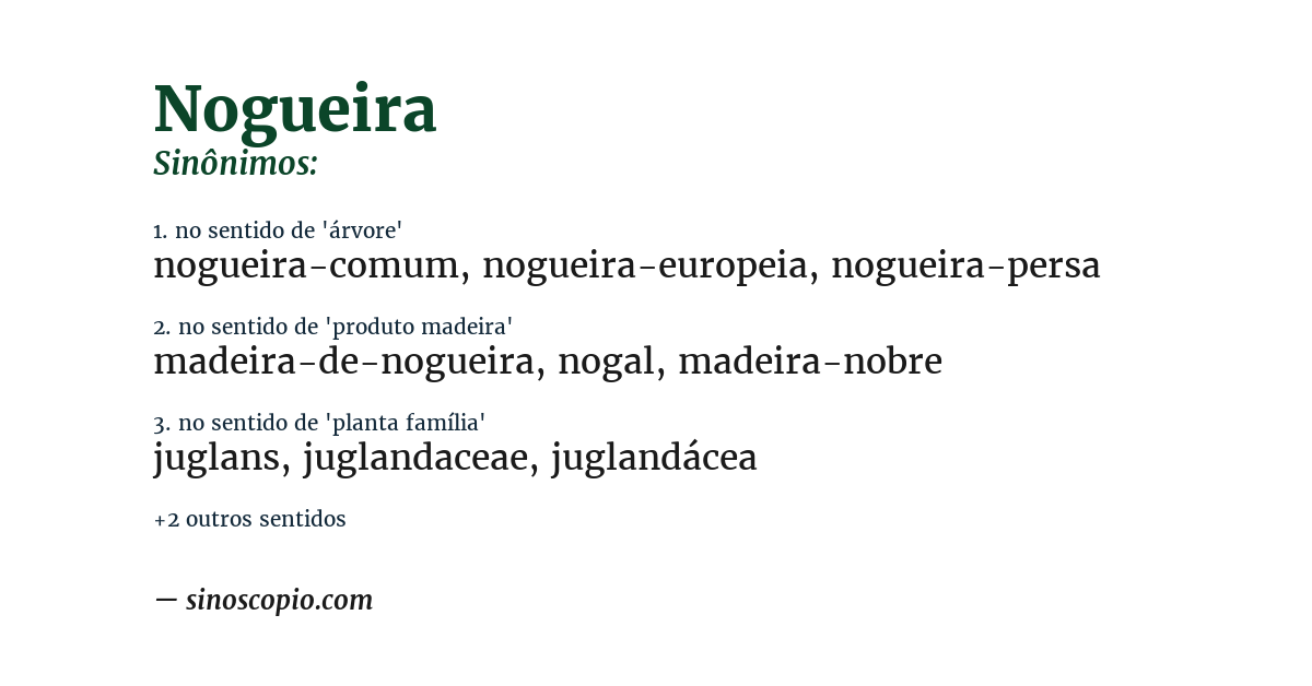 Sinônimo de nogueira
