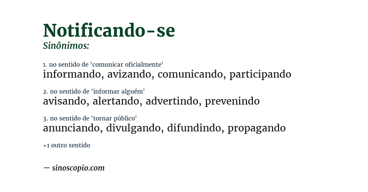Sinônimo de notificando-se