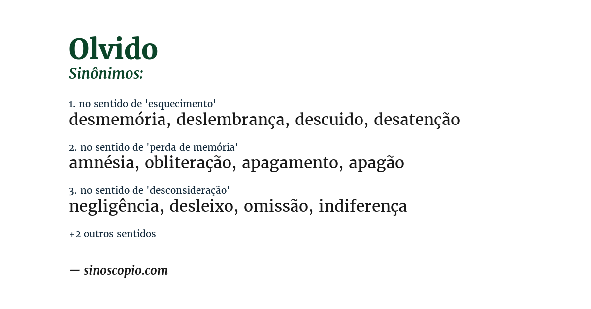 Sinônimo de olvido