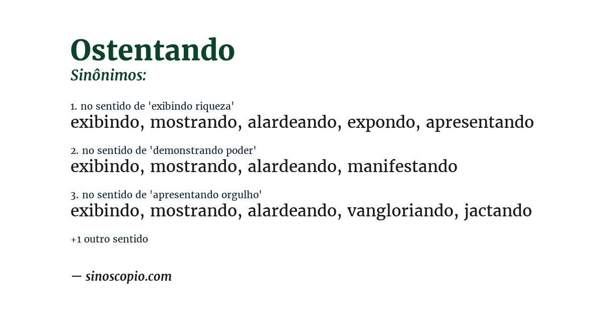Sinônimo de ostentando