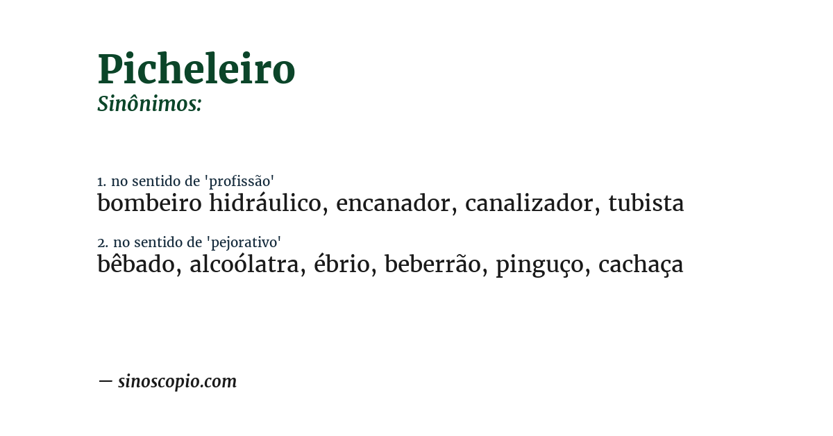 Sinônimo de picheleiro
