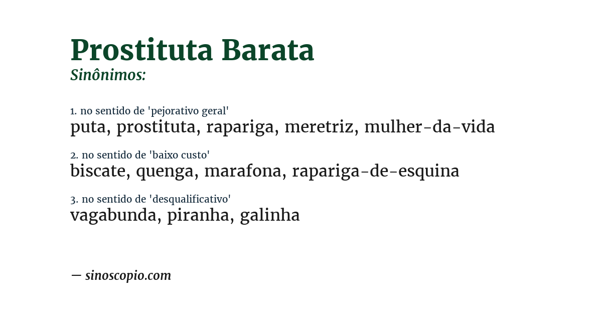 Sinônimo de prostituta barata