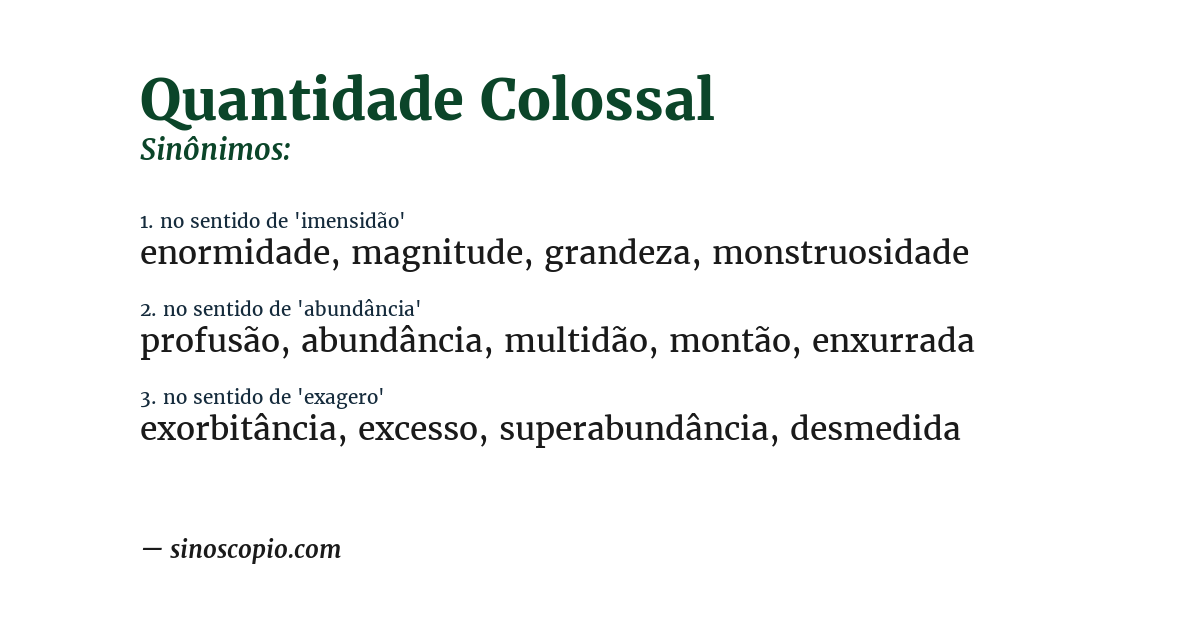 Sinônimo de quantidade colossal