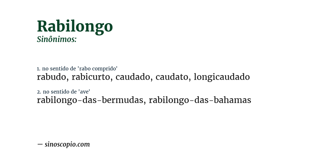 Sinônimo de rabilongo