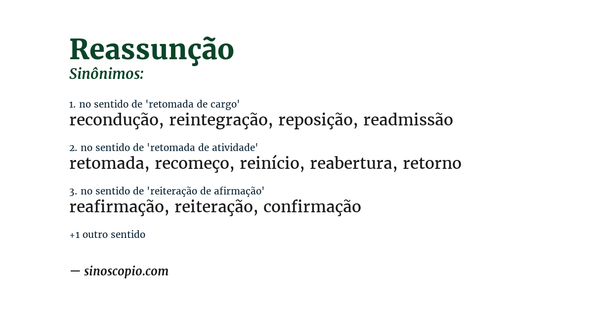 Sinônimo de reassunção