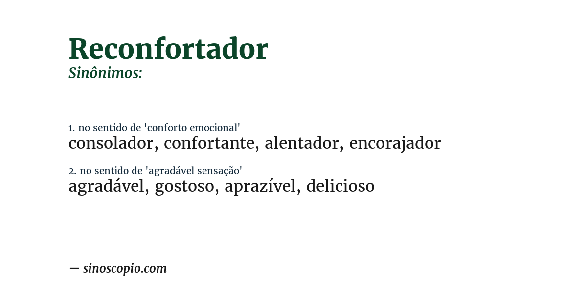 Sinônimo de reconfortador