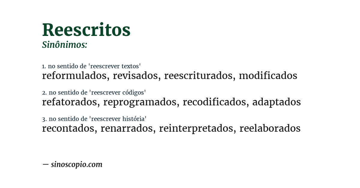 Sinônimo de reescritos