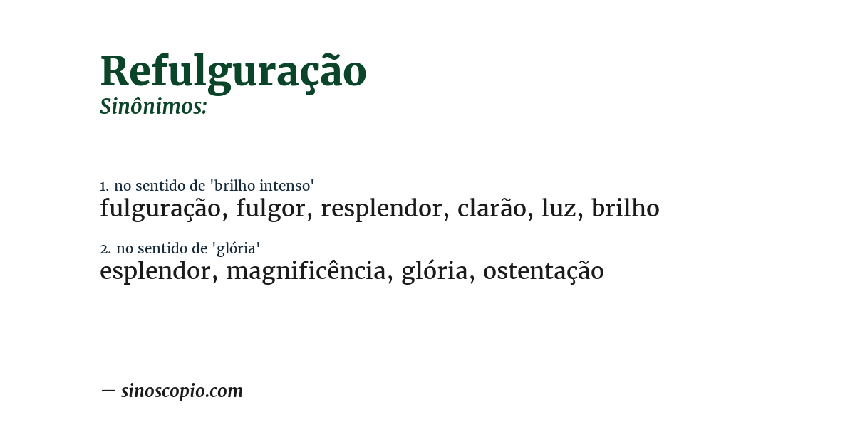 Sinônimo de refulguração