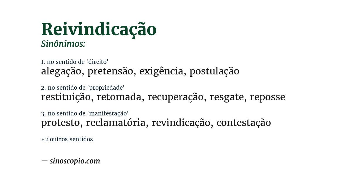 Sinônimo de reivindicação