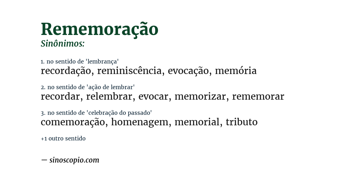 Sinônimo de rememoração