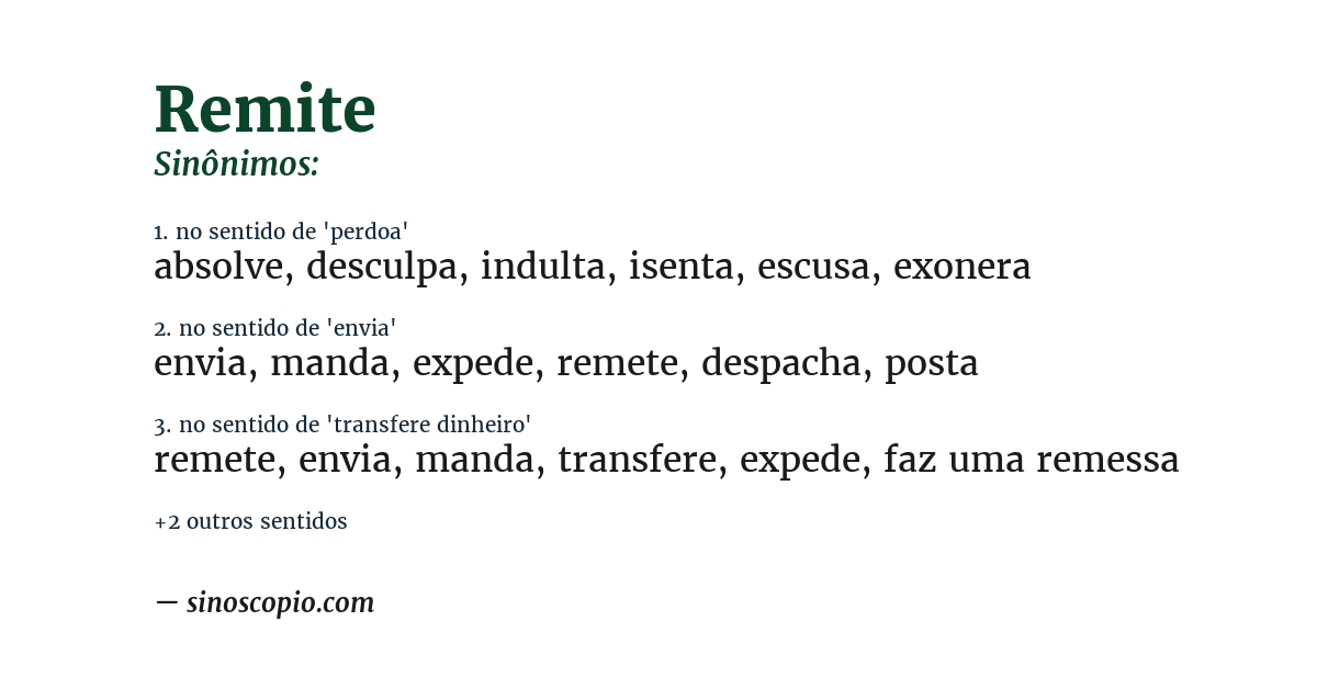Sinônimo de remite