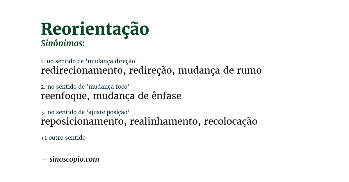 Sinônimo de reorientação
