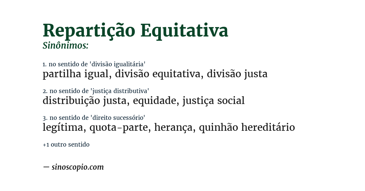 Sinônimo de repartição equitativa