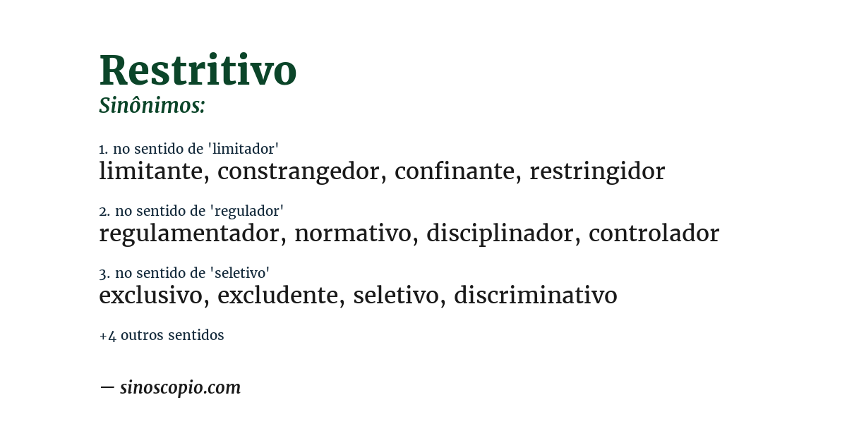 Sinônimo de restritivo