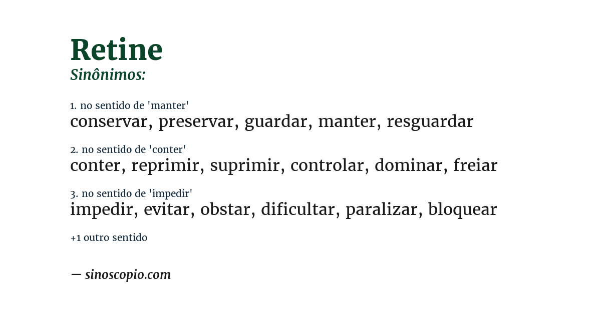 Sinônimo de retine