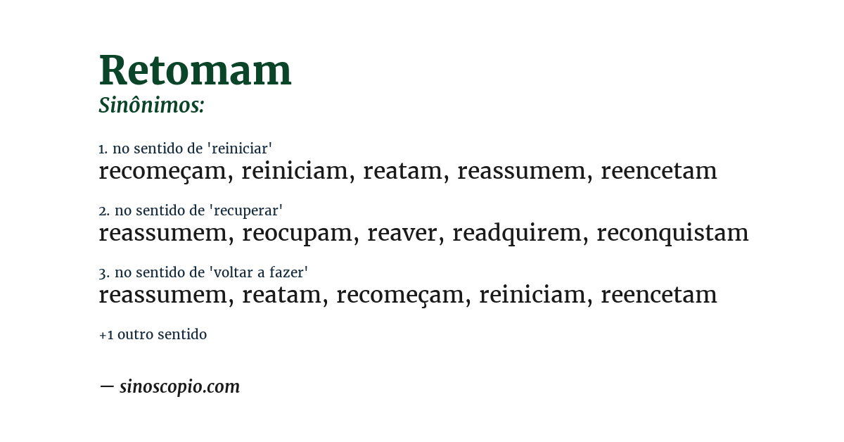 Sinônimo de retomam